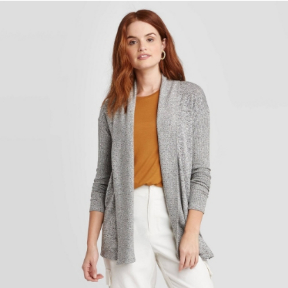 NWT a new day light ribbed open front cardigan
